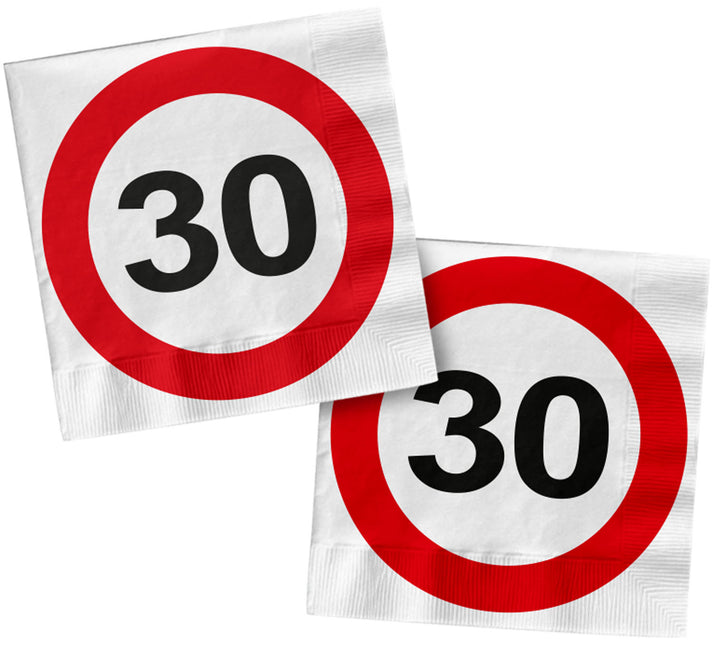 Tovaglioli 30 Years Traffic Sign Square 33cm 20pz