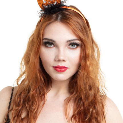 Cerchietto per capelli Halloween Glitterato Zucca