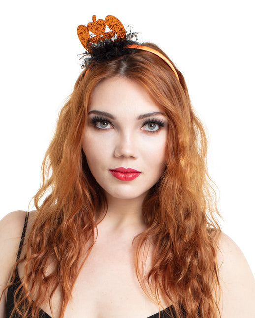 Cerchietto per capelli Halloween Glitterato Zucca