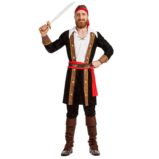 Costume da pirata nero rosso uomo