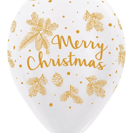 Palloncini Merry Christmas Oro Bianco 30cm 25pz