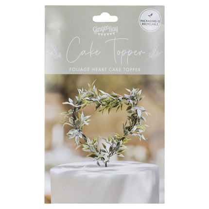 Cake topper Cuore con foglie 12 cm