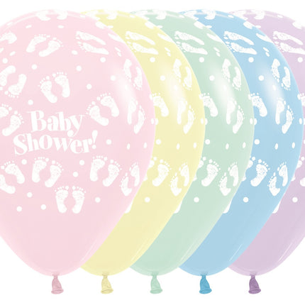 Palloncini Baby Shower Orme Pastello Matte Mix 30cm 25pz