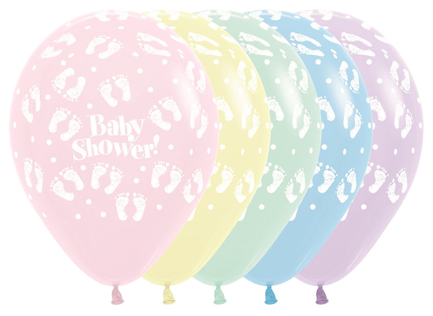 Palloncini Baby Shower Orme Pastello Matte Mix 30cm 25pz