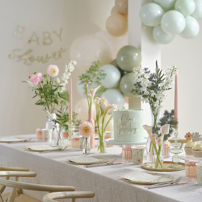 Piatti Baby Shower di carta floreale 8 pezzi