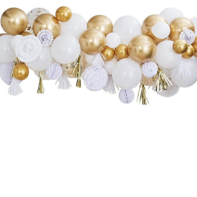 Set di decorazioni dorate con palloncini