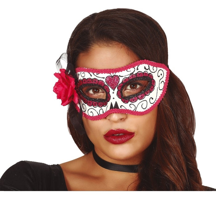 Maschera Halloween Giorno dei Morti Rosa