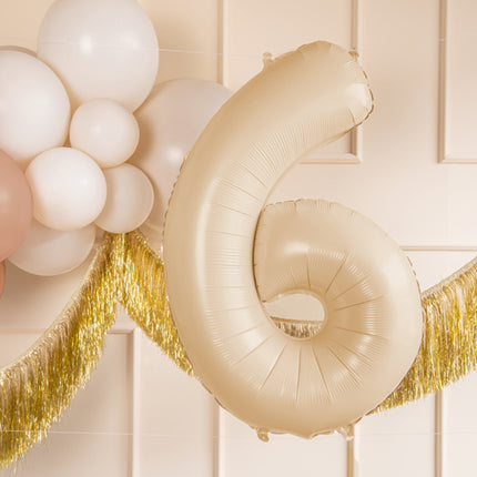 Palloncino in foil numero ''6'', 72 cm, beige