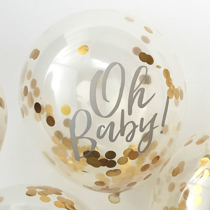 Palloncini con coriandoli dorati Oh Baby 30cm 5pz