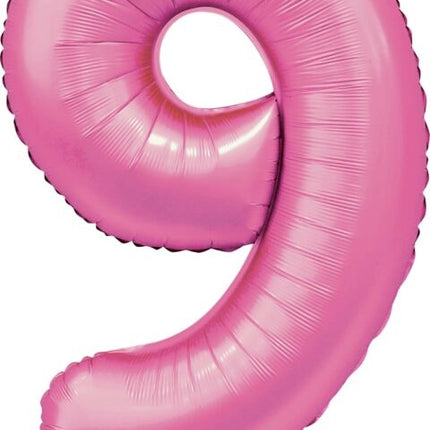 Palloncino rosa a forma di figura 9 anni lucido 86 cm