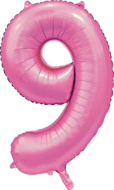 Palloncino rosa a forma di figura 9 anni lucido 86 cm