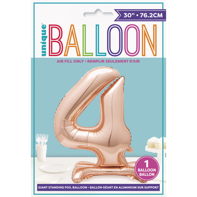 Palloncino in foil Figura 4 Oro Rosa Standard 76 cm