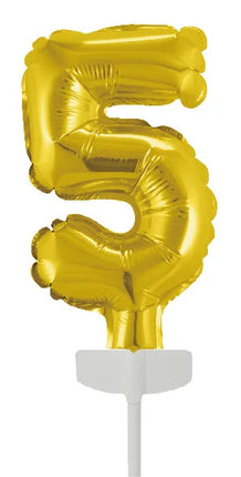 Palloncino in foil oro per torta 5 anni 12,5 cm