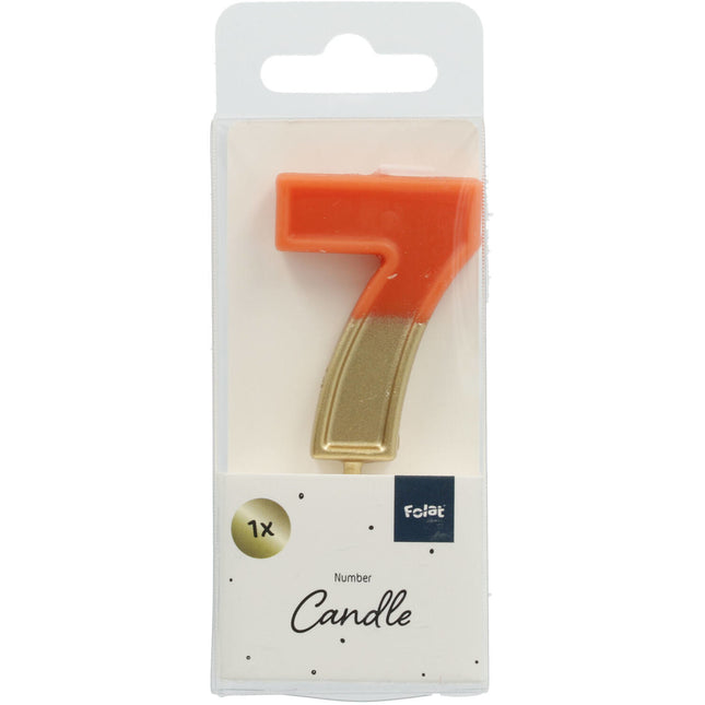 Candela 7 anni Retro Arancione 5cm