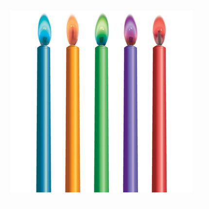 Candele di compleanno colorate a fiamma 6,4 cm 10 pezzi