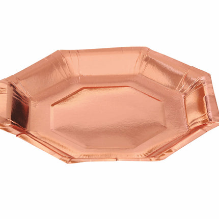 Piatti di carta oro rosa 23cm 6pz