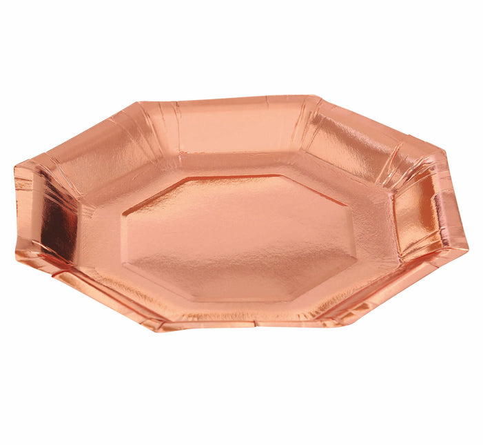 Piatti di carta oro rosa 23cm 6pz