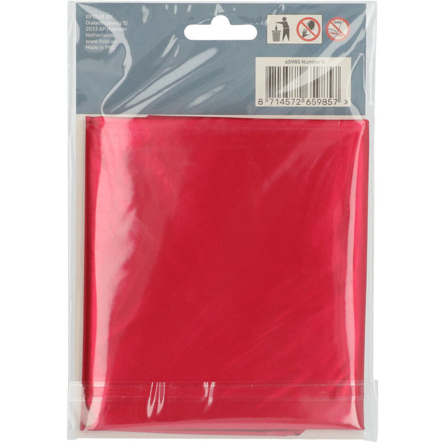 Palloncino Foil Figura 5 Rosso Opaco XL 86cm vuoto