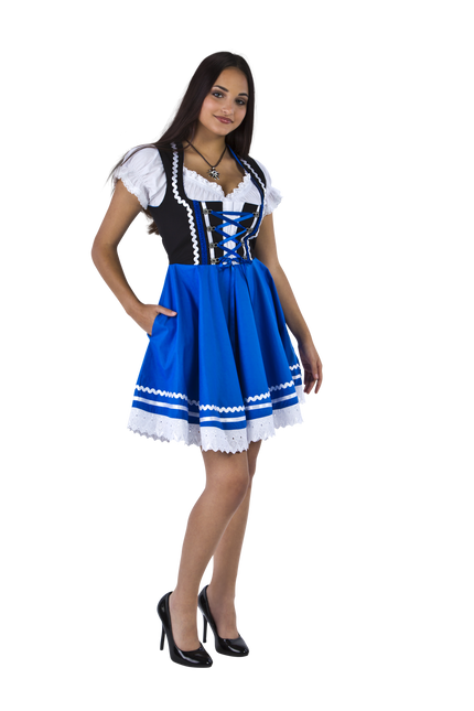 Dirndl 2-dlg., nero/blu, camicetta Carmen