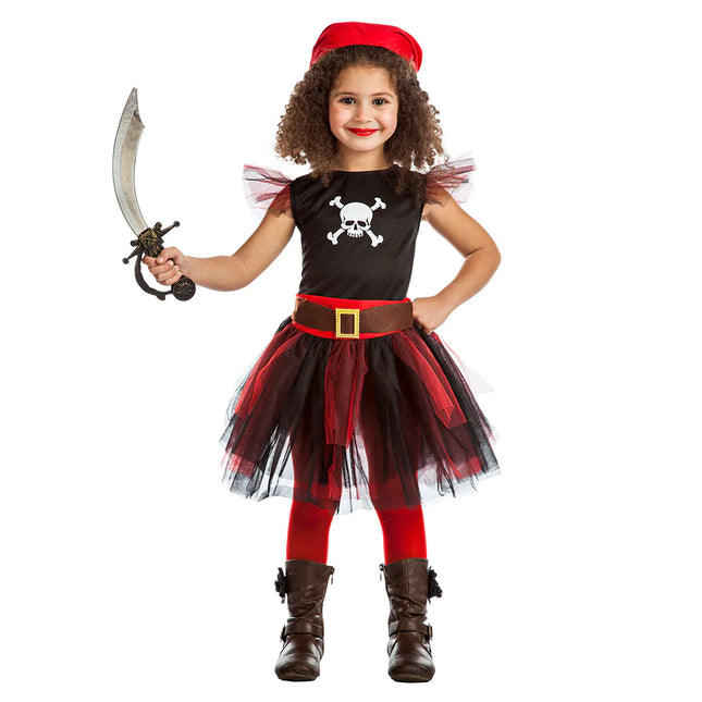 Tuta da pirata nera rossa bambina