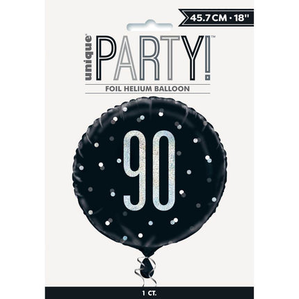 Palloncino ad elio 90 anni nero 45 cm vuoto