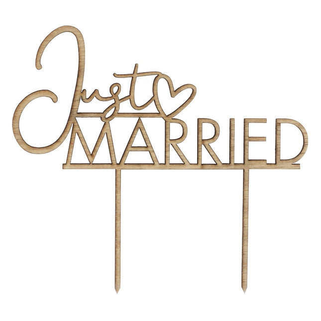 Cake topper Just Married in legno 13,7 cm