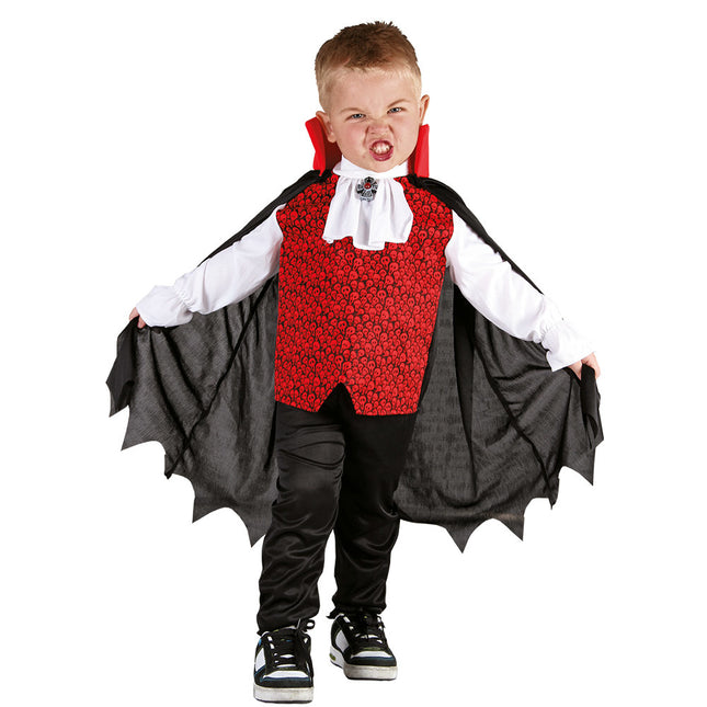 Costume da vampiro di Halloween rosso/nero bambino 3/4 anni