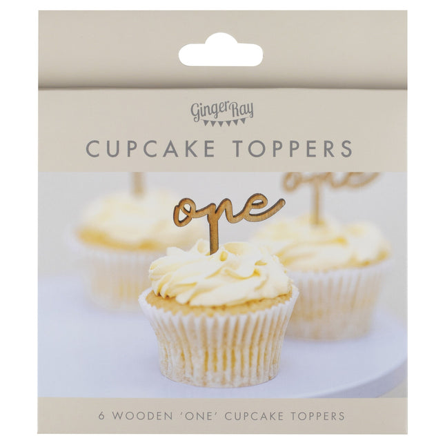 Topper per cupcake 1 anno 6 pezzi