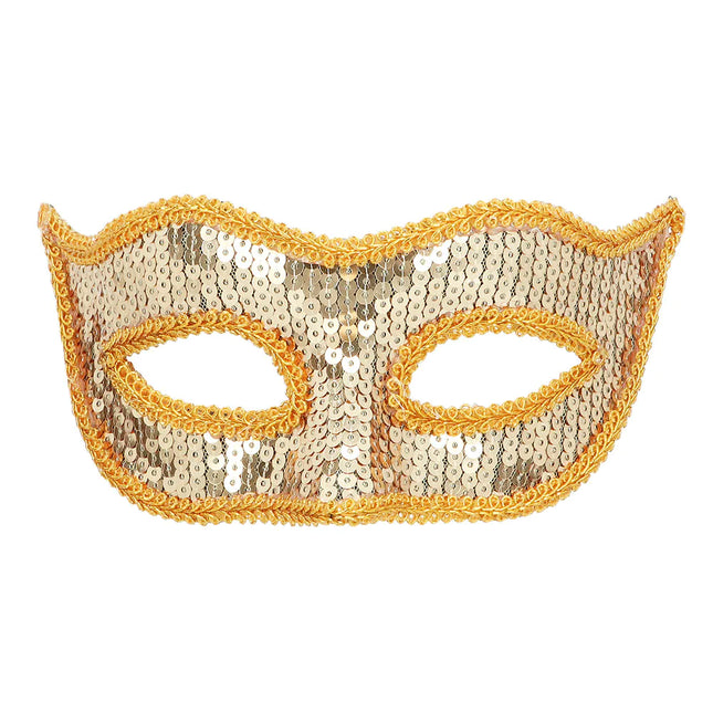 Maschera occhi dorata con paillettes