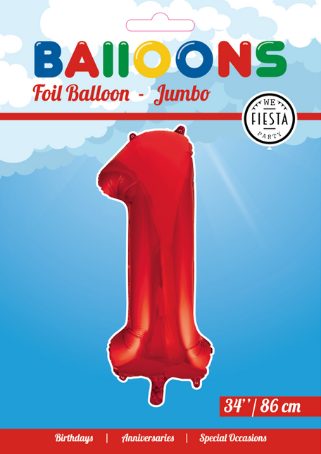 Palloncino Foil Figura 1 Rosso XL 86cm vuoto