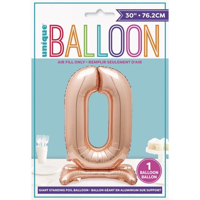 Palloncino in foil Figura 0 Oro Rosa Standard 76 cm