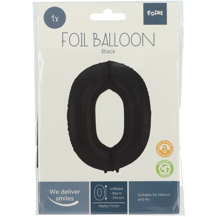 Palloncino Foil Figura 0 Nero Opaco XL 86cm vuoto