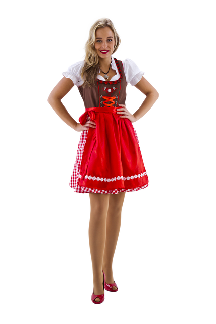 Dirndl marrone-rosso/bianco a scacchi