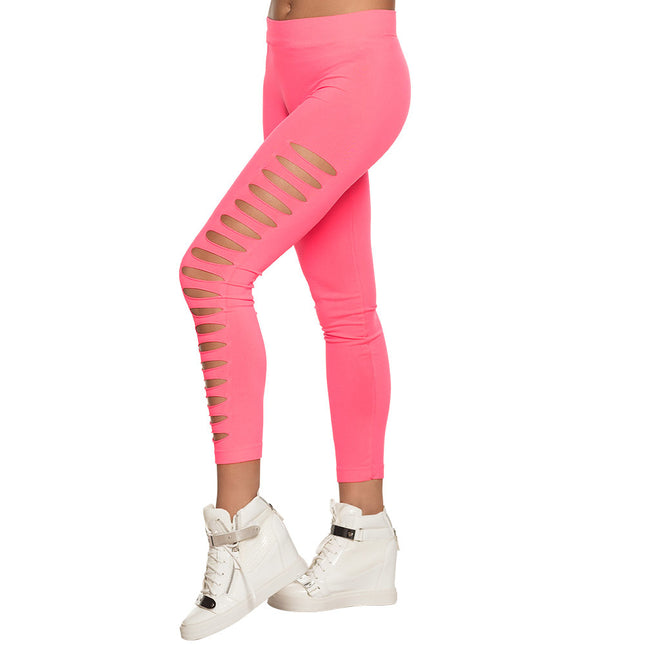 Leggings con buchi rosa