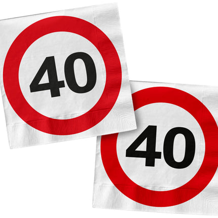 Tovaglioli 40 Years Traffic Sign Square 33cm 20pz