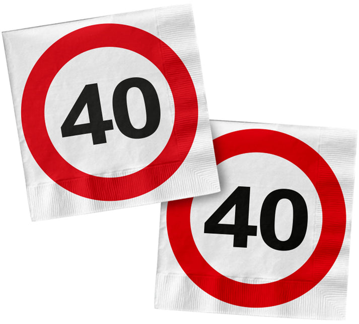 Tovaglioli 40 Years Traffic Sign Square 33cm 20pz