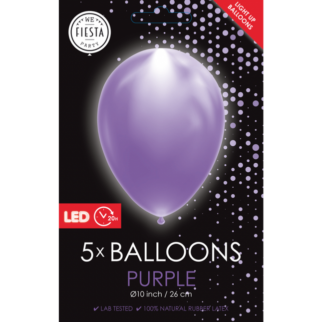 Palloncini a led viola 26cm 5pz