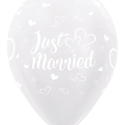 Palloncini Just Married Hearts Pearl White 30cm 25pz