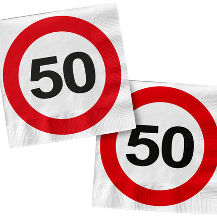 Tovaglioli 50 Years Traffic Sign Square 33cm 20pz