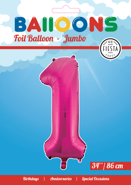 Palloncino Foil Figura 1 Fucsia XL 86cm vuoto