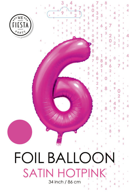 Palloncino Numero fucsia 6 anni lucido 86 cm