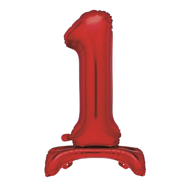 Palloncino Numero Rosso 1 Anno Con Standard 76cm