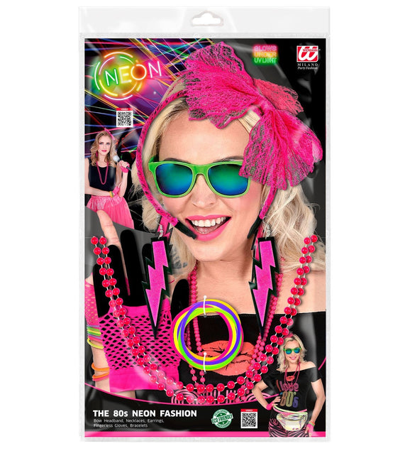 Set di accessori Neon 80S Rosa 5 pezzi