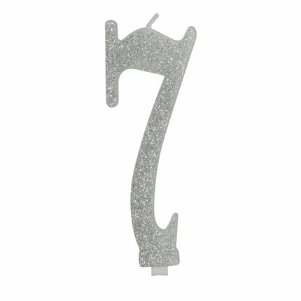 Candela Argento 7 Anni Glitter 12,5 cm