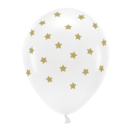 Palloncini bianchi con stelle dorate 33cm 6pz