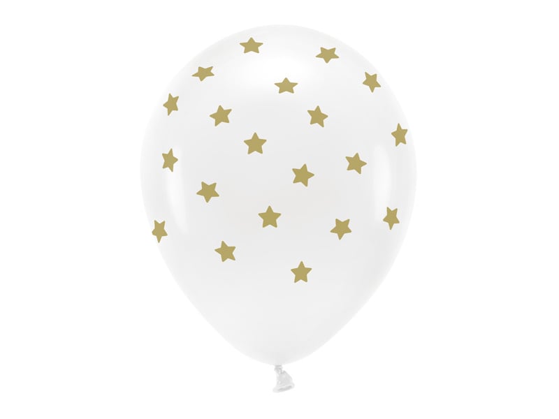 Palloncini bianchi con stelle dorate 33cm 6pz