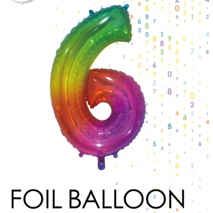 Pallone in foil Figura 6 Arcobaleno Trasparente 66cm