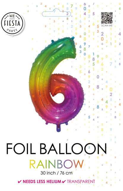 Pallone in foil Figura 6 Arcobaleno Trasparente 66cm