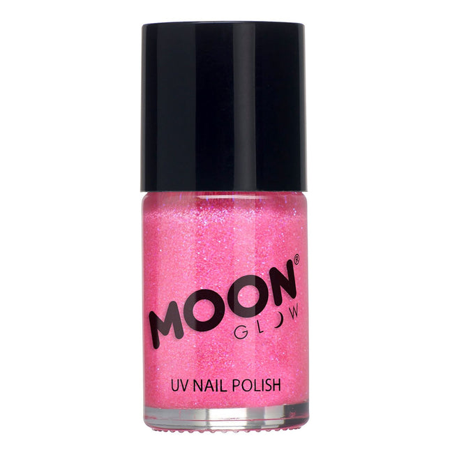 Moon Glow Smalto UV Glitterato Neon Rosa Caldo 14ml