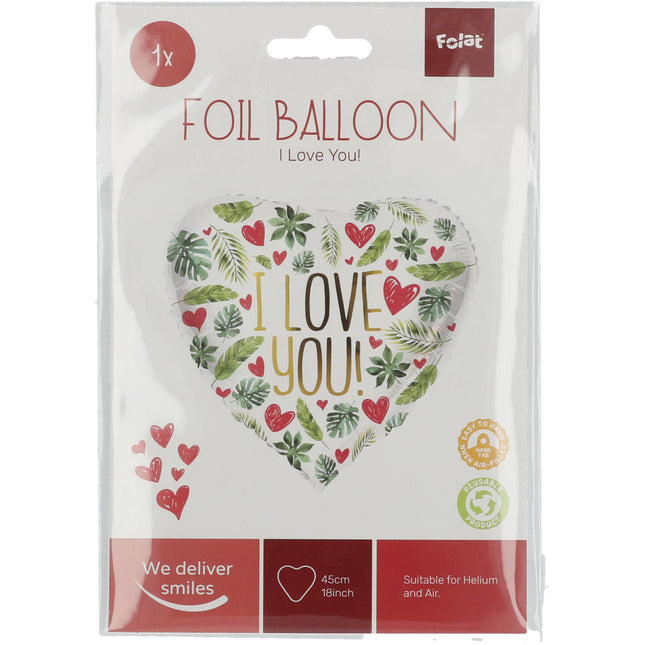 Palloncino ad elio Cuore I Love You vuoto 45 cm